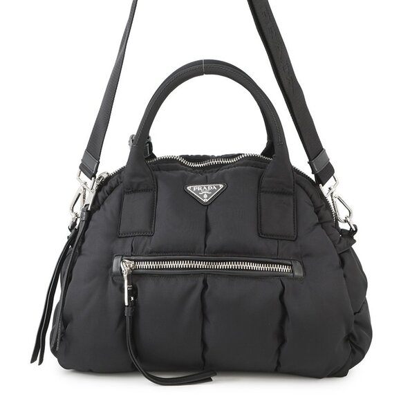 PRADA Tessuto Bomber 2-Way Handbag Nylon Black BL0881 - Picture 1 of 16